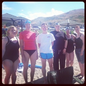 The girls ready for a swim.  Love open water women!